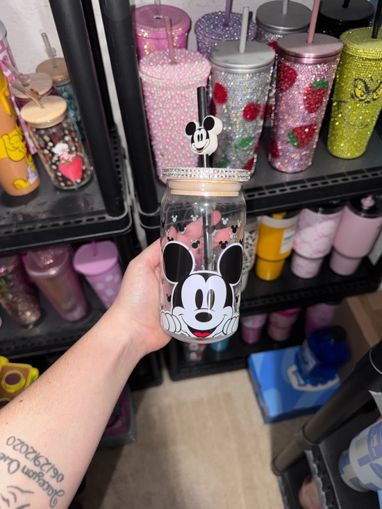 Disney Other - Disney Clear Mickey Mouse Mason-Style Tumbler with Black Straw
